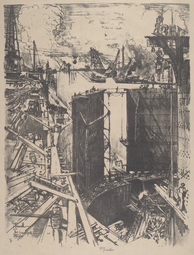 The Guard Gate, Gatun Lock, 1912. av Joseph Pennell