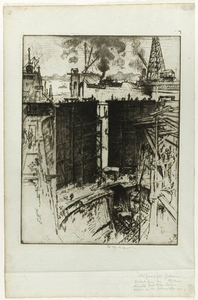 The Guard Gate, Gatun Lock, Panama av Joseph Pennell