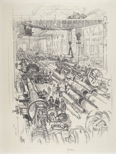 The Gun Shop, 1916. av Joseph Pennell