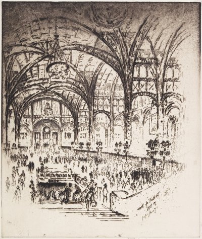 The Hall of Iron, Pennsylvania Station, New York, 1919 av Joseph Pennell