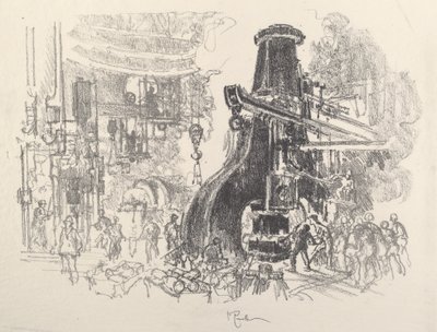 The Little Men of the Big Hammer, 1917. av Joseph Pennell