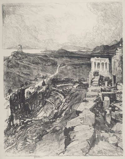 The Odeon, Athen, 1913. av Joseph Pennell