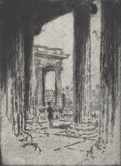 Portikoen, British Museum, 1905. av Joseph Pennell