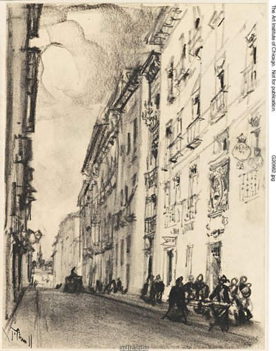 Cervantes-gaten og Lope de Vega, Madrid av Joseph Pennell