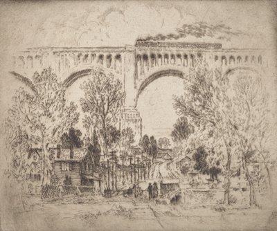 The Viaduct, D., L. & W. i Nicholson, Pa., 1919. av Joseph Pennell