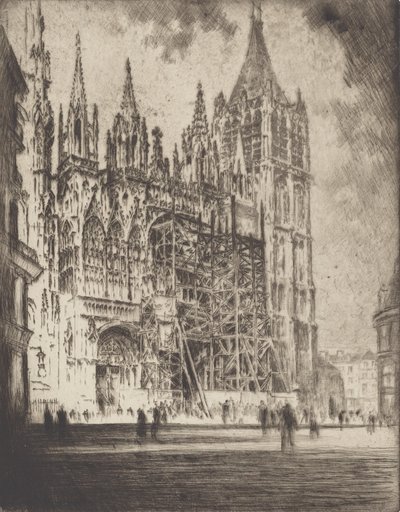 Vestfronten, Rouen katedral, 1907. av Joseph Pennell