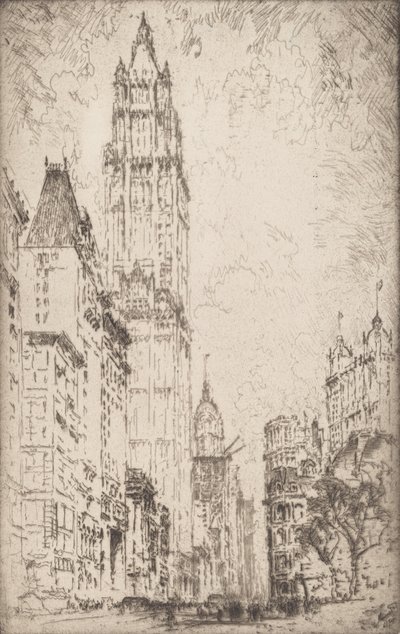 Woolworth-bygningen, 1915. av Joseph Pennell