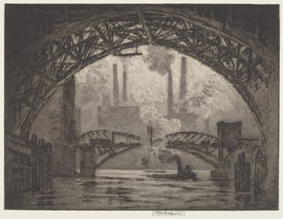 Under broene, Chicago av Joseph Pennell