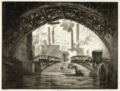 Under broene, Chicago av Joseph Pennell