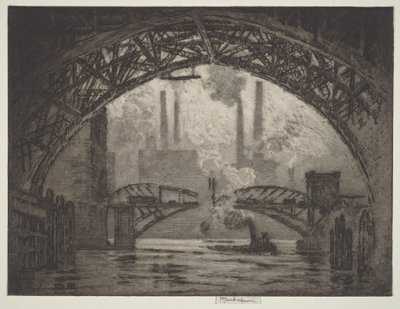 Under broene, Chicago av Joseph Pennell