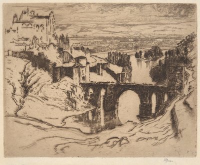 Uten tittel [Bridge of St. Martin, Toledo] av Joseph Pennell