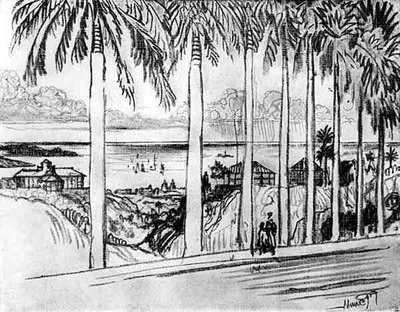 Utsikt fra Ancon Hill, plate XXV fra Panamakanalen av Joseph Pennell, 1912 (kull på papir) av Joseph Pennell