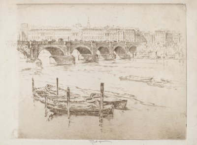 Waterloo Bridge og Somerset House av Joseph Pennell
