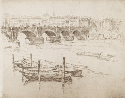 Waterloo Bridge og Somerset House, 1905. av Joseph Pennell