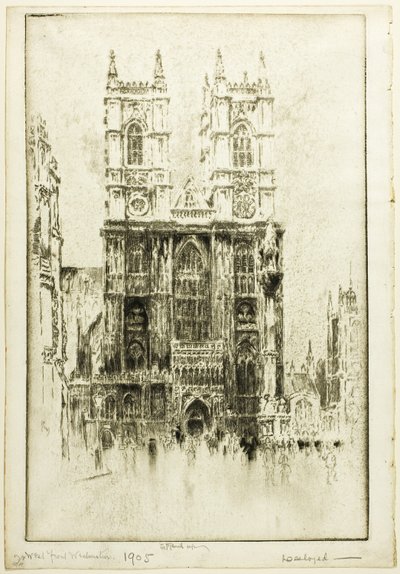 Vestfronten, Westminster Abbey av Joseph Pennell