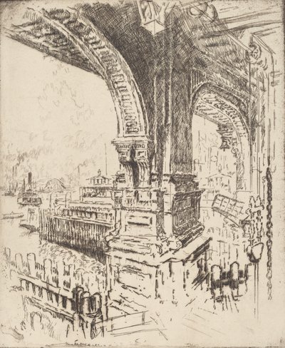 Innenfor fergen, Cortlandt Street, New York, 1919. av Joseph Pennell