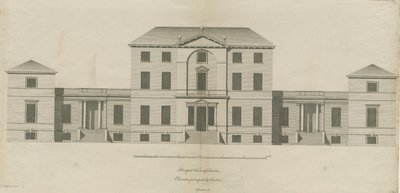 Sandon Hall: gravering, nd [1769-1771] (trykk) av Joseph Pickford