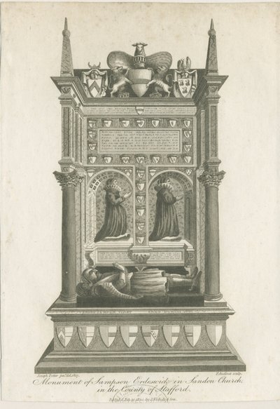 Sandon Church - Sampson Erdeswickes grav: gravering av Joseph Potter