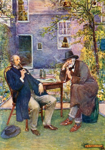 Carlyle (til høyre) og Tennyson snakker og røyker av Joseph Ratcliffe Skelton