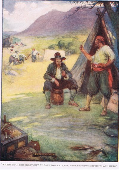 Der den store byen Cape Town står, setter de opp sine telt og hytter av Joseph Ratcliffe Skelton