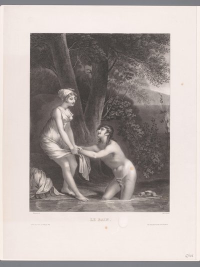 Daphnis og Chloe bader Le Bain (tittel på objekt) av Joseph Rose Lemercier