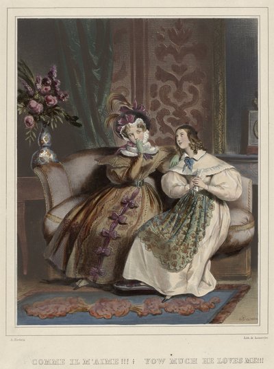 Kvinnene. Fasjonable galleri, ca. 1830: Hvor han elsker meg!!! (...) av Joseph Rose Lemercier