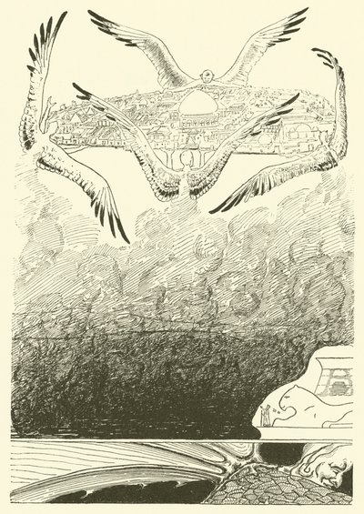 De fire måkevingede djinner (gravering) av Joseph Rudyard (after) Kipling
