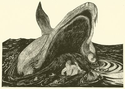 Hvalen som svelger sjømannen (gravering) av Joseph Rudyard (after) Kipling