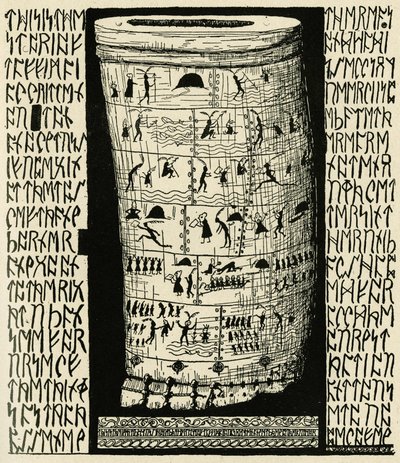 Tegning av Kipling som representerer Taffimai Metallumai i Rudyard Kiplings "Histoires comme ca" (1856 - 1936), Librairie Delagrave av Joseph Rudyard Kipling