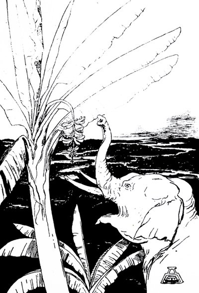 illustrasjon av en elefant av Kipling (gravering) av Joseph Rudyard Kipling