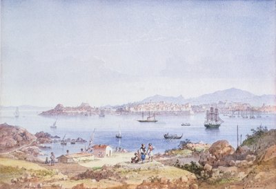 Korfu fra øya Vidho, 1789 (wc) av Joseph Schranz