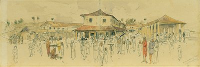 Fiskemarked i Point de Galle på Ceylon (Sri Lanka) av Joseph Selleny