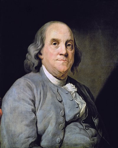 Portrett av Benjamin Franklin (farge litho) av Joseph Siffred (after) Duplessis