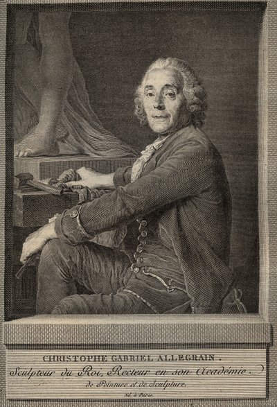Portrett av Christophe-Gabriel (Christophe Gabriel) Allegrain (1710-1795) Fransk billedhugger - gravering etter maleriet av Joseph-Siffrein Duplessis av Joseph Siffred (after) Duplessis
