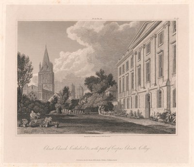 Christ Church Cathedral og en del av Corpus Christi College av Joseph Skelton