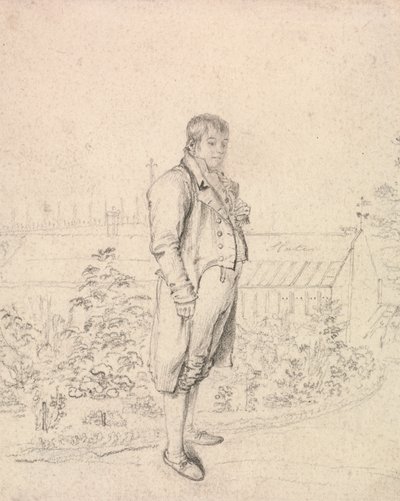 En skisse av Sir Walter Scott i en hage av Joseph Slater