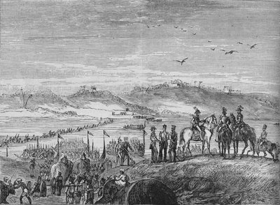 Den britiske hæren krysser Sutlej, ca 1880 av Joseph Swain