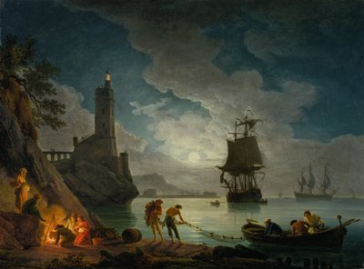 En havn i måneskinn av Claude Joseph Vernet