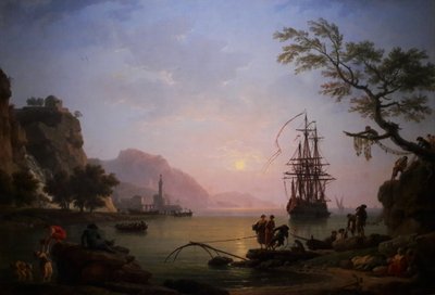 Utsikt over en havn om morgenen (morgen) av Claude Joseph Vernet