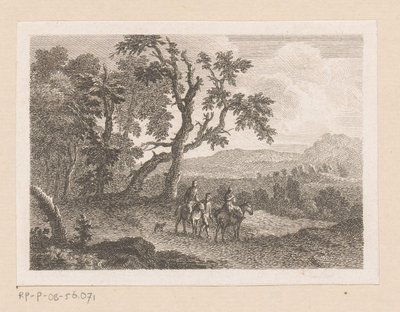 Landskap med to ryttere og en mann til fots av Joseph Wagner (possibly)