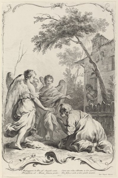 Abraham kneler foran de tre englene av Joseph Wagner