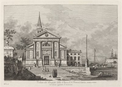 Visning av prospektet til Church of S. Francesco, 1742. av Joseph Wagner