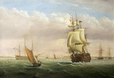 Havneinngang med frakt (olje på lerret) av Joseph Walter