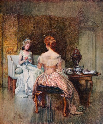 A Dish of Bohea in the Days of the Georges, c1870 av Joseph Walter West