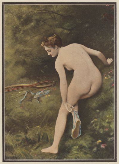 Artemis, jaktens gudinne (farge litho) av Joseph Wencker