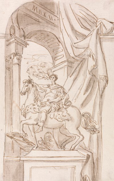 En studie av Agostino Cornacchinis statue av Karl den Store, Peterskirken, Roma av Joseph Wilton