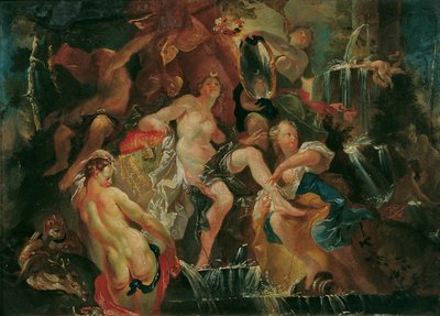 The Bath of Diana (Revers: The Education of the Bacchus Boy) av Joseph Winterhalder d. J.