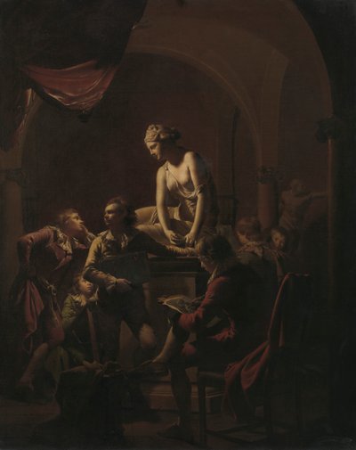 Academy av Lamplight av Joseph Wright of Derby