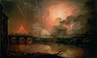 Fyrverkeri på Castel Sant Angelo, 1774-1778 av Joseph Wright of Derby