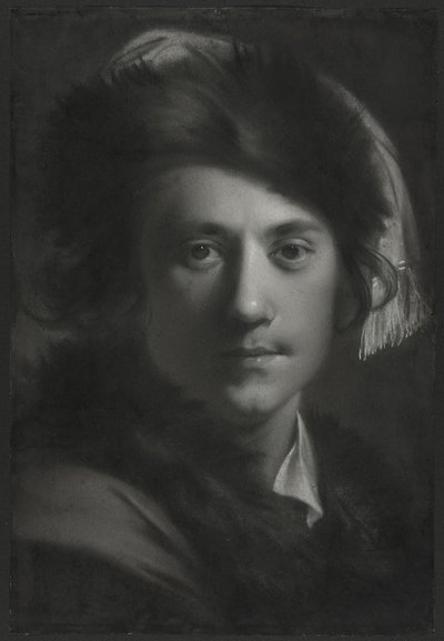 Selvportrett i en pelshatt av Joseph Wright of Derby